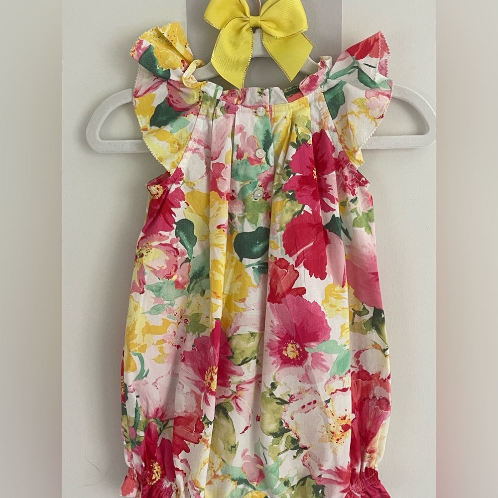 9mo girls  Ralph Lauren Polo Bubble onesie with ruffled sleeves